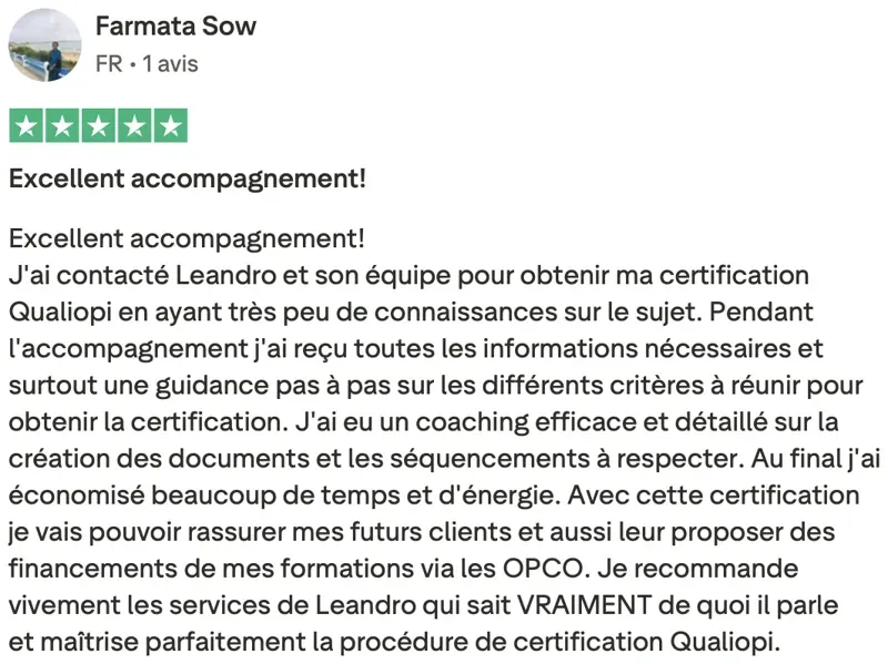 Avis Trustpilot vérifié — Farmata Sow